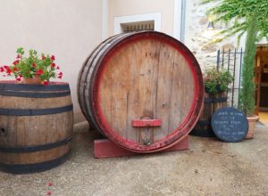 Authentic oak wine barrels, pictured in Gigondas close to Avignon.